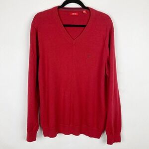 IZOD Men's Red V-Neck‎ Long Sleeve Cotton Sweater Size L